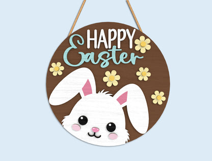 Easter Round Door Sign SVG Bundle Laser Cut File | 9 Cute Easter Designs | Spring Wooden Decor | Glowforge, xTool, LightBurn, etc.