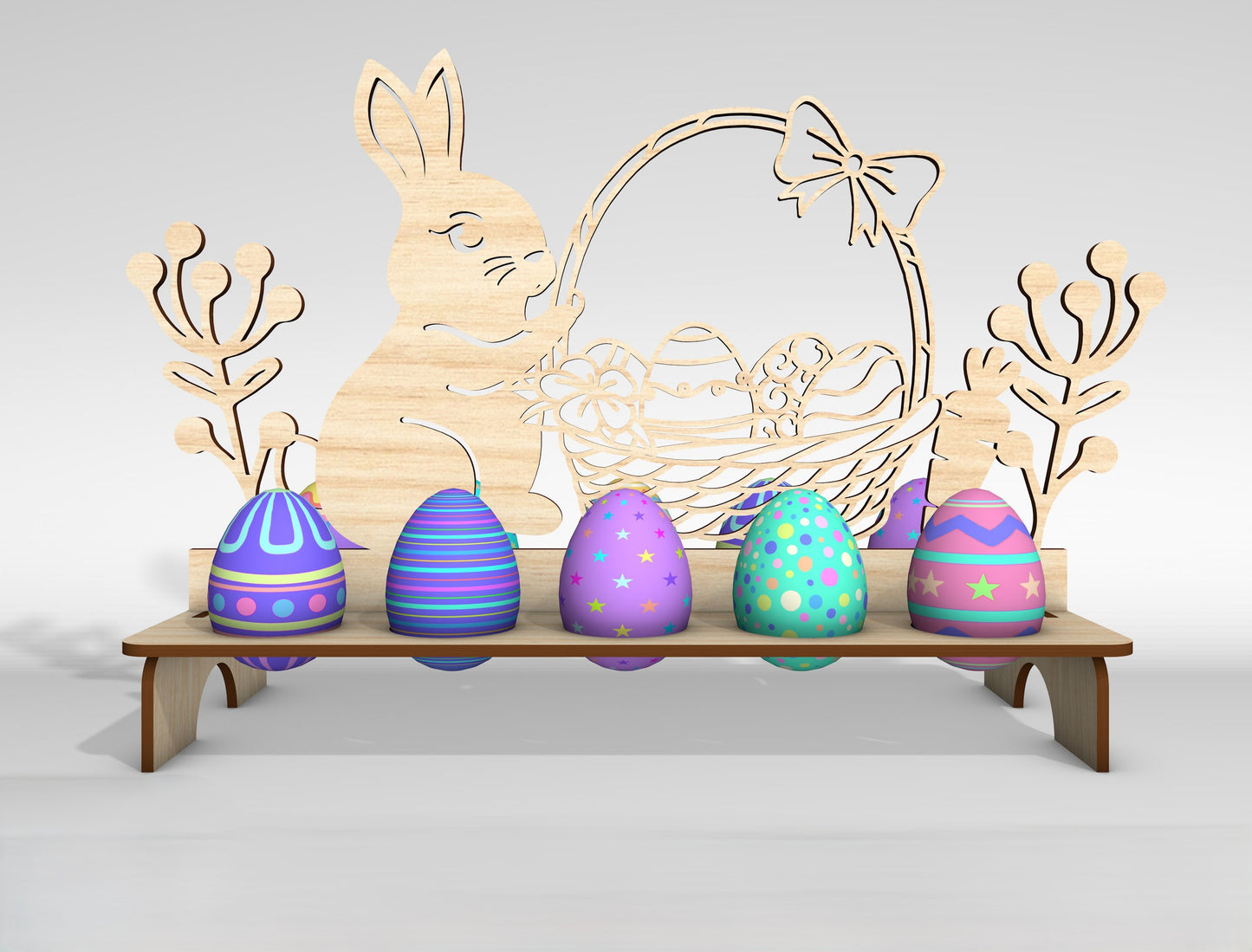 Easter Egg Holder Stand SVG Bunny Chick Display Rack for LightBurn and xTool