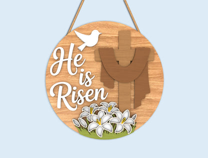Easter Round Sign Bundle SVG Religious Floral for Glowforge and xTool