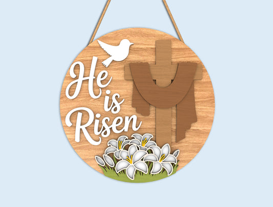 Easter Round Sign Bundle Digital Download | Religious & Floral Laser Cut File | Ready to Cut SVG | Glowforge, xTool, LightBurn, etc.