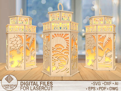DIY Ocean Lantern SVG Laser Cut File for Glowforge and xTool