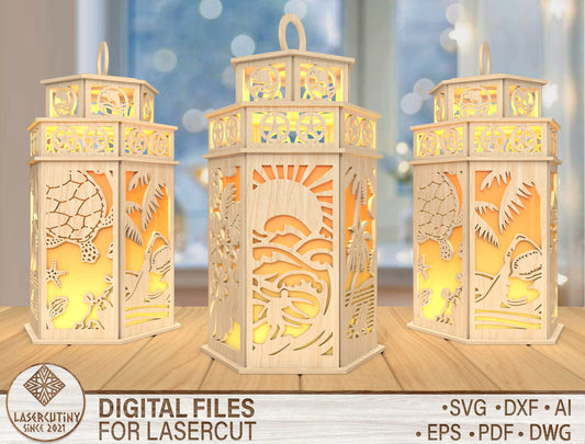 DIY Ocean Lantern SVG Laser Cut File for Glowforge and xTool