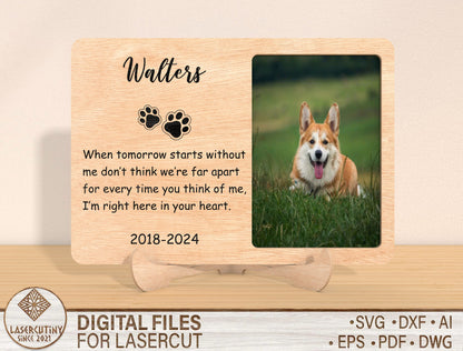 Pet Memorial Paw Print Heart Photo Frame SVG for Glowforge and xTool