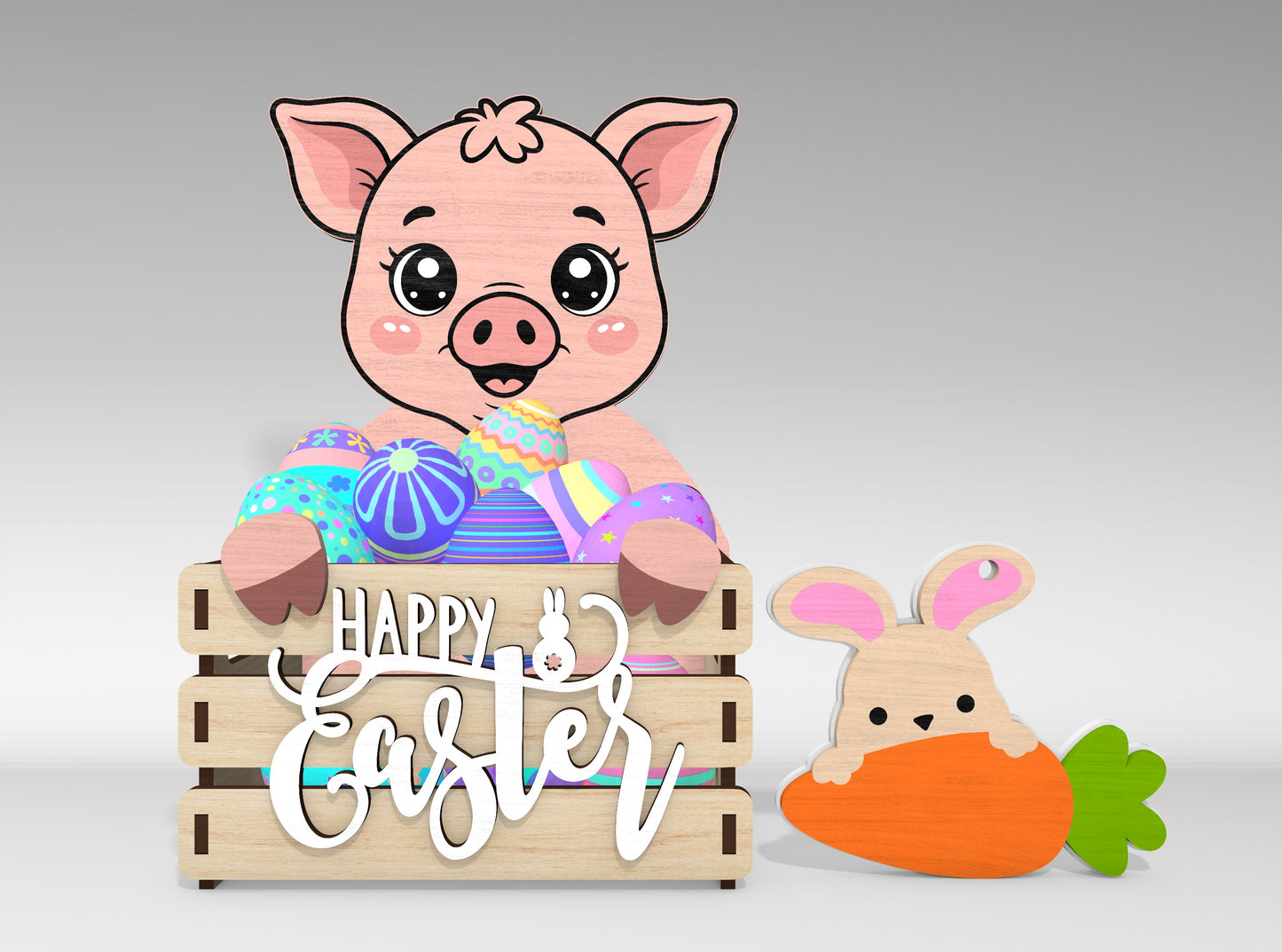 Easter Animal Basket Holder SVG Bundle Wooden for LightBurn and xTool