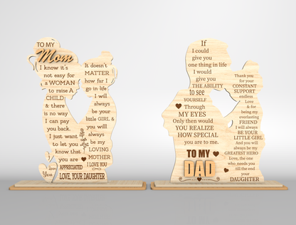 Mom and Dad Couple Tabletop Sign SVG for Glowforge and xTool