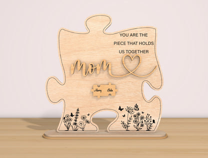 Mom Puzzle Family Names Sign SVG Bundle for Glowforge and xTool