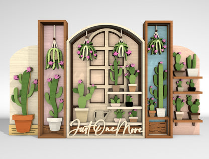Just One More Cactus Multilayer SVG for Glowforge xTool Laser Cut File