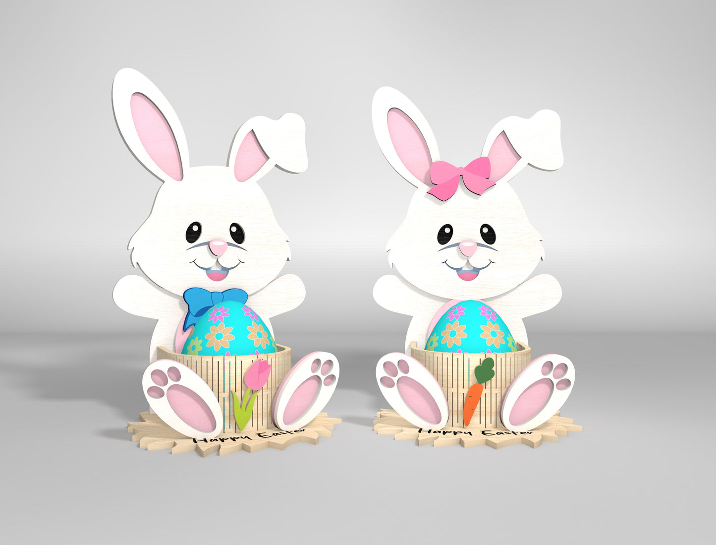 Cute Bunny Egg Holder Stand SVG Easter 4 Designs for Glowforge and xTool
