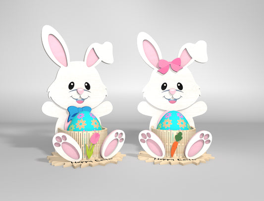 Cute Bunny Egg Holder Stand SVG Easter 4 Designs for Glowforge and xTool