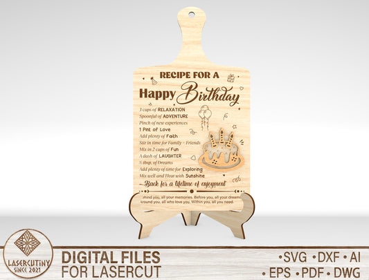 Recipe for a Happy Birthday SVG Laser Cut File for xTool