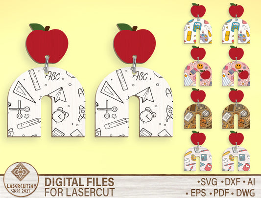 Teacher Arch Earrings SVG Laser Cut File for Glowforge and xTool