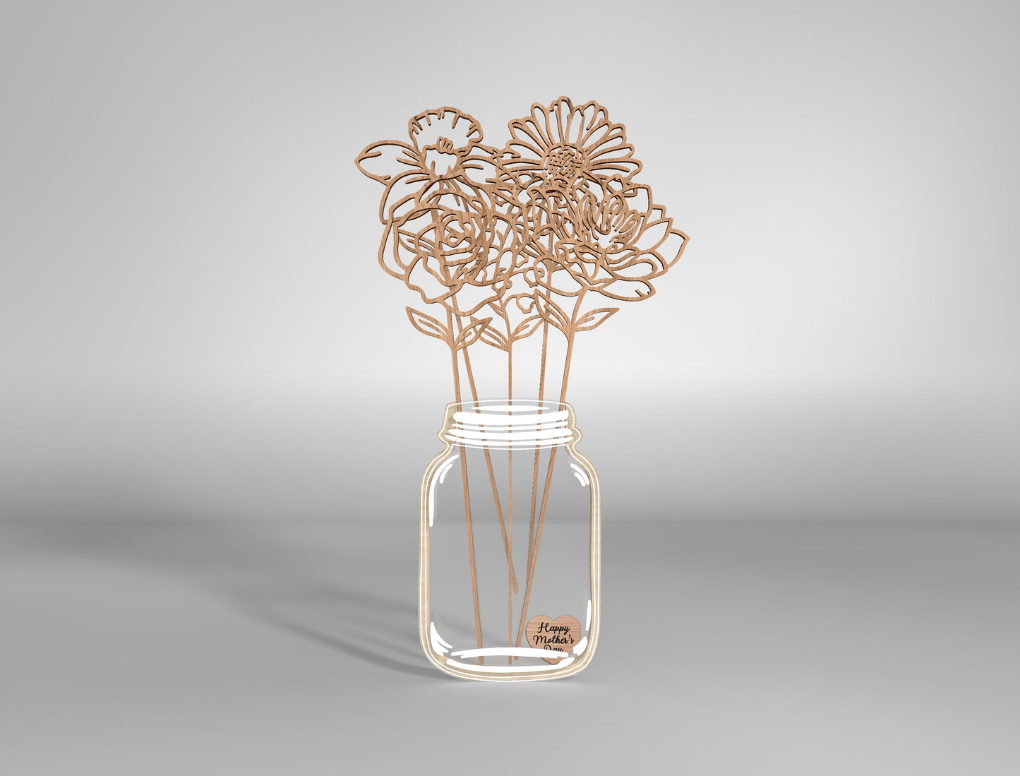 Birth Flower Mason Jar SVG Wooden Bouquet Decor for Glowforge