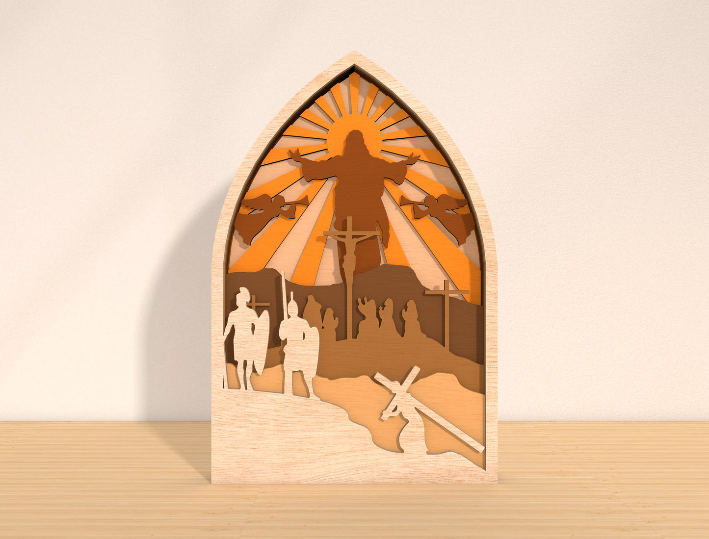 Easter Cross Scene SVG 7 Layer Multilayer Arch for Glowforge and xTool