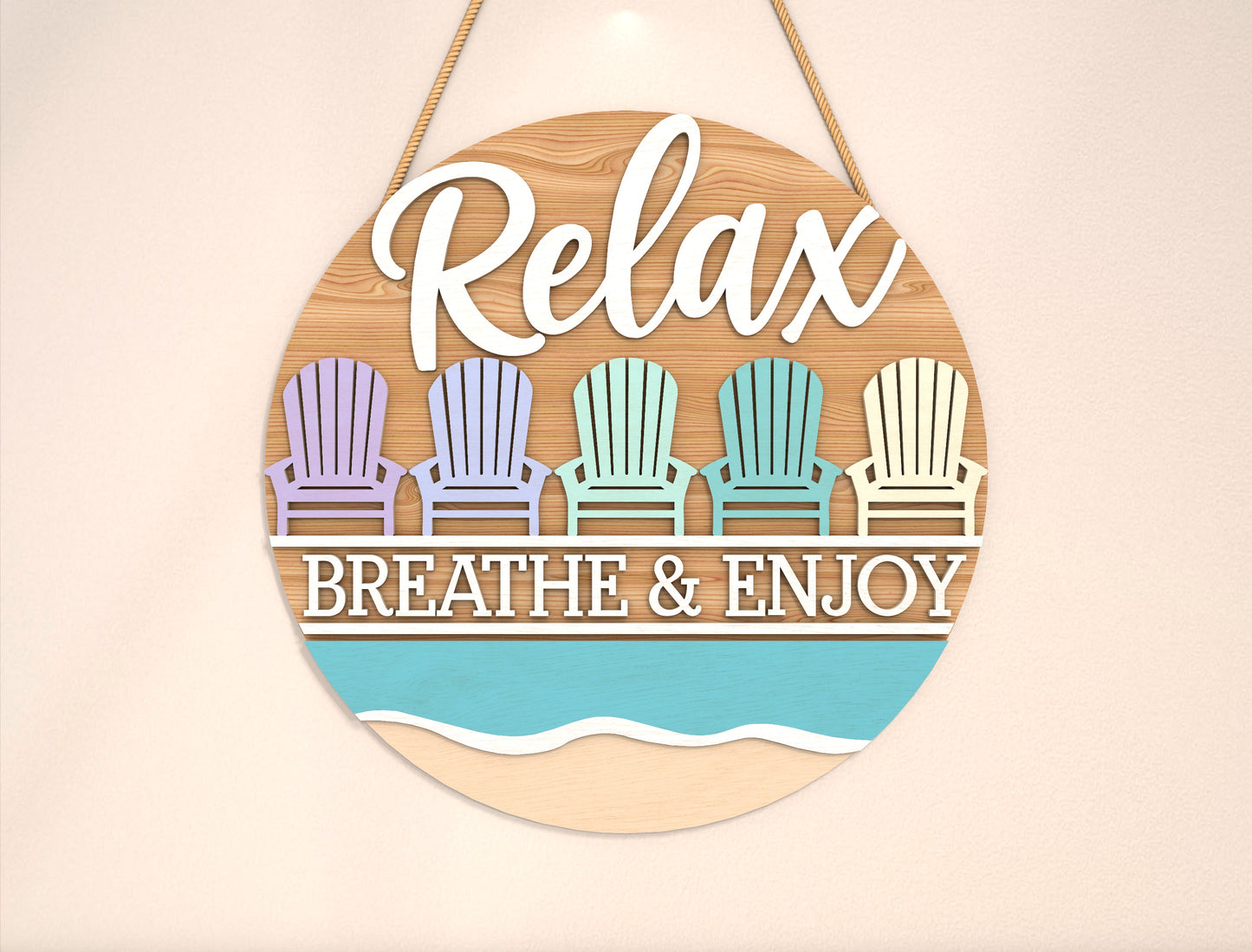 “Relax Breathe and Enjoy” Beach Door Sign SVG for Glowforge