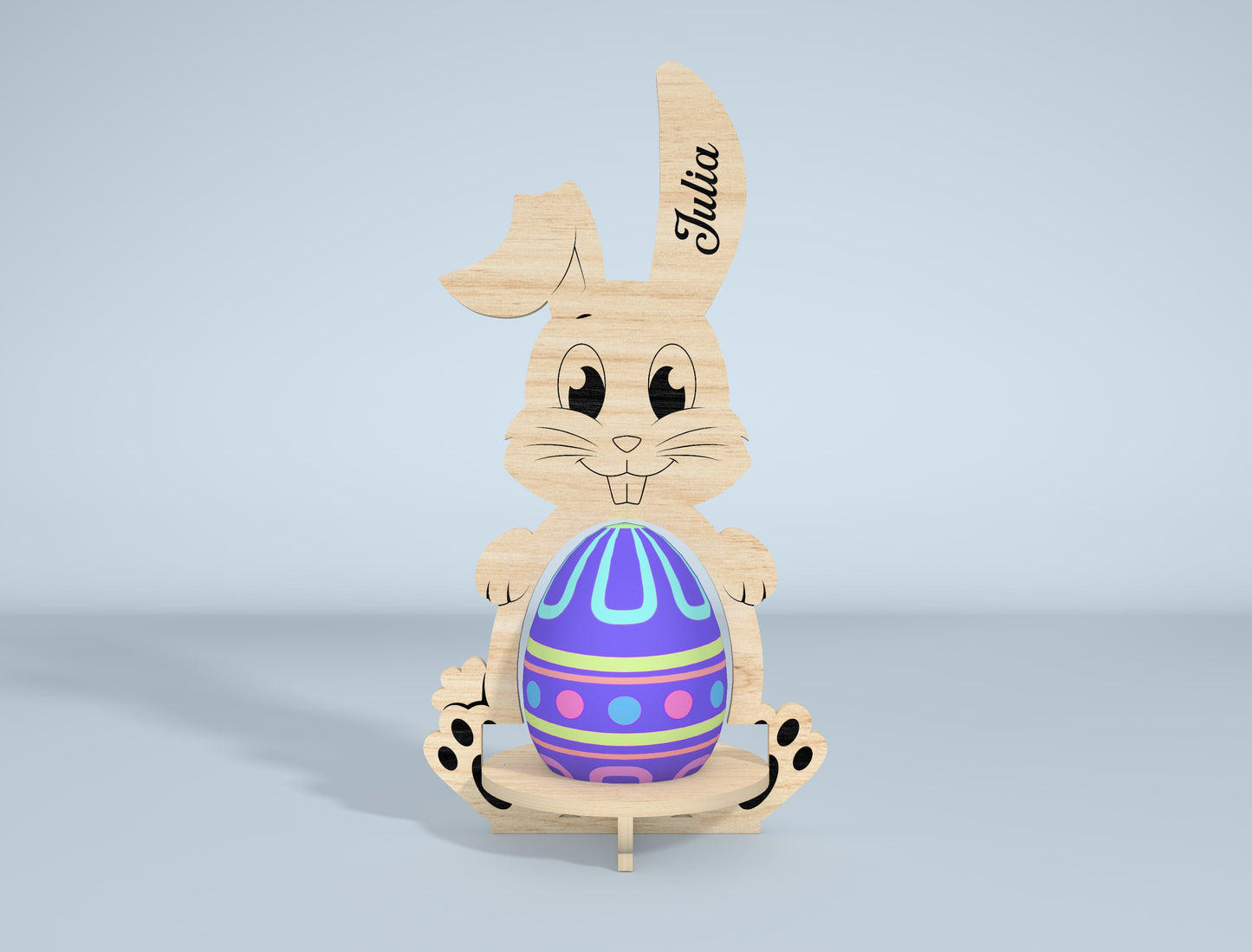 Personalized Bunny Egg Stand SVG Bundle 9 Designs for LightBurn and xTool