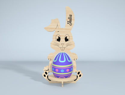 Personalized Bunny Egg Stand SVG Bundle 9 Designs for LightBurn and xTool