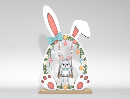 Easter Bunny Swing Set SVG 2 Designs Laser Cut for LightBurn and Glowforge