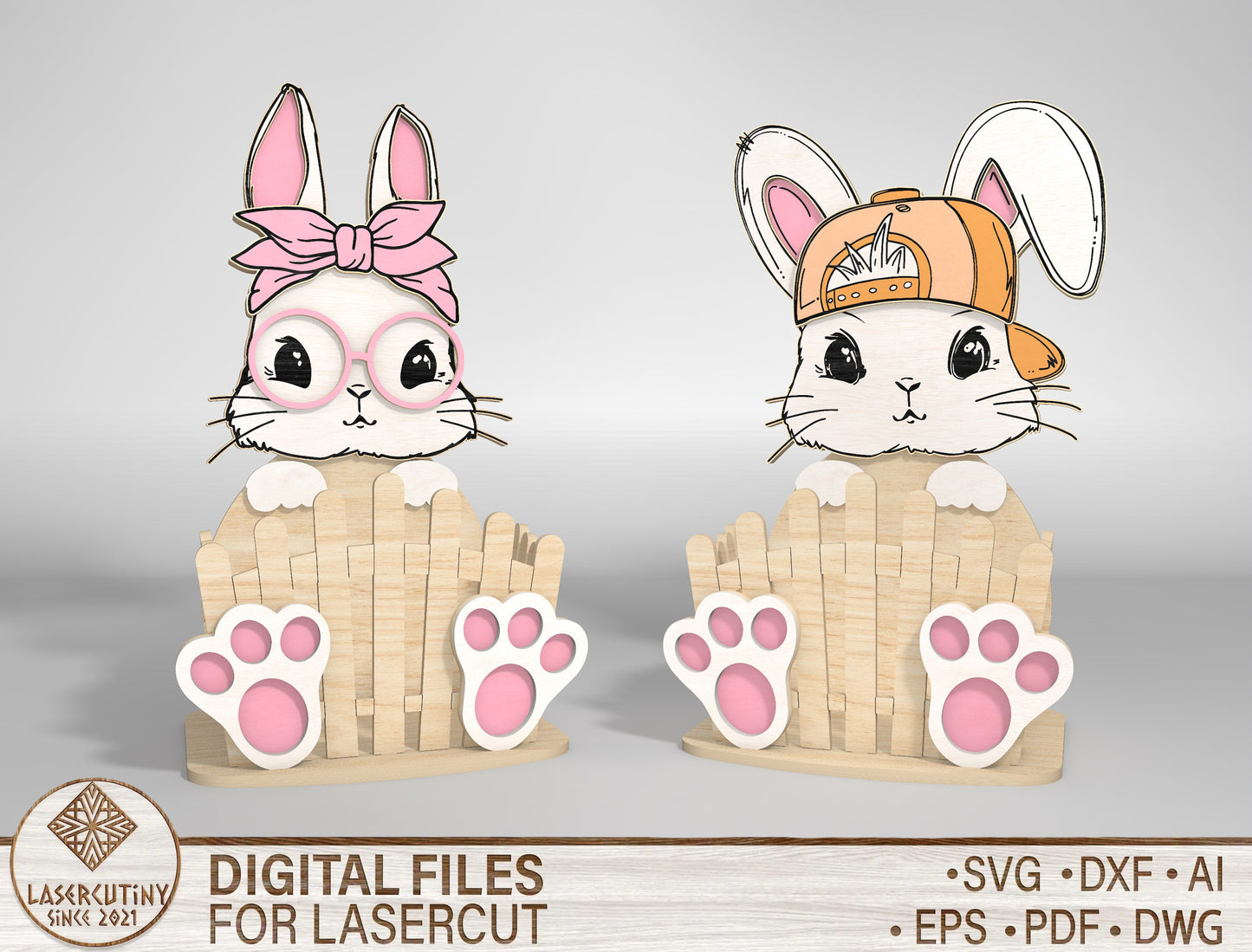 Cute Bunny Basket Egg Holder Glasses Cap SVG 2 Designs for Glowforge and xTool