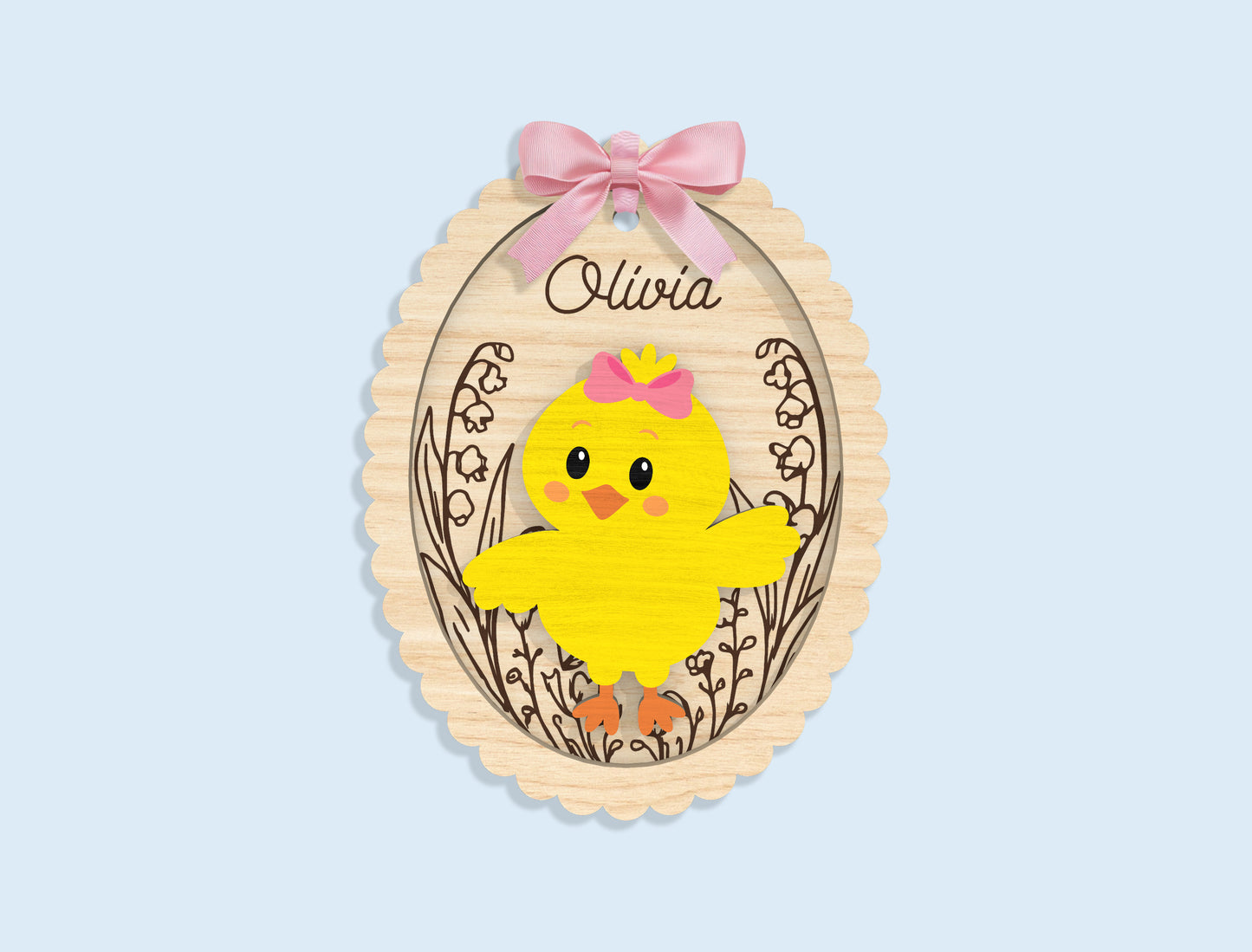 Personalized Bunny Chick Ornament SVG Bundle 16 Designs for Glowforge
