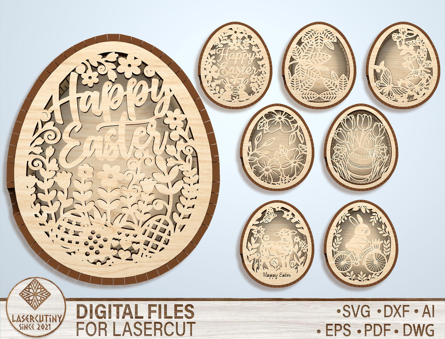 Easter Shadow Box SVG Bundle Happy Easter Egg for LightBurn and xTool