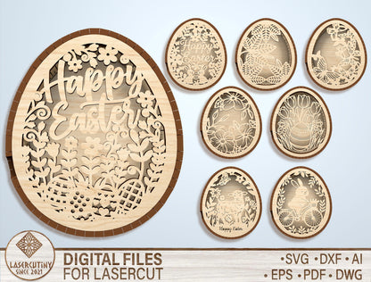 Easter Shadow Box SVG Bundle Happy Easter Egg for LightBurn and xTool