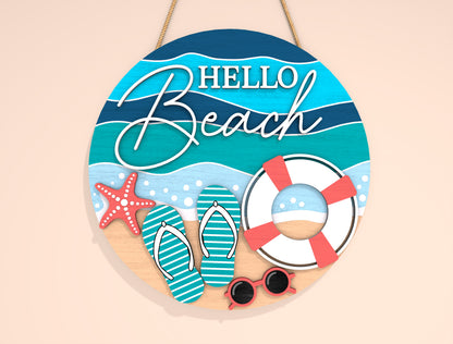 “Hello Beach” Door Sign SVG Laser Cut File for xTool and Glowforge