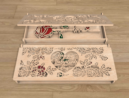 Rose Gift Box SVG Bundle Mother's Day Floral Keepsake for Glowforge