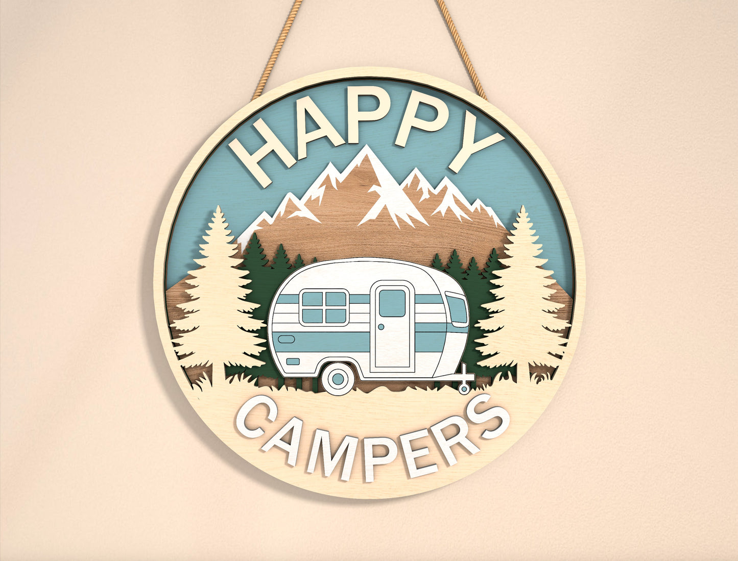 “Happy Campers” Camping Door Sign SVG for Glowforge and xTool