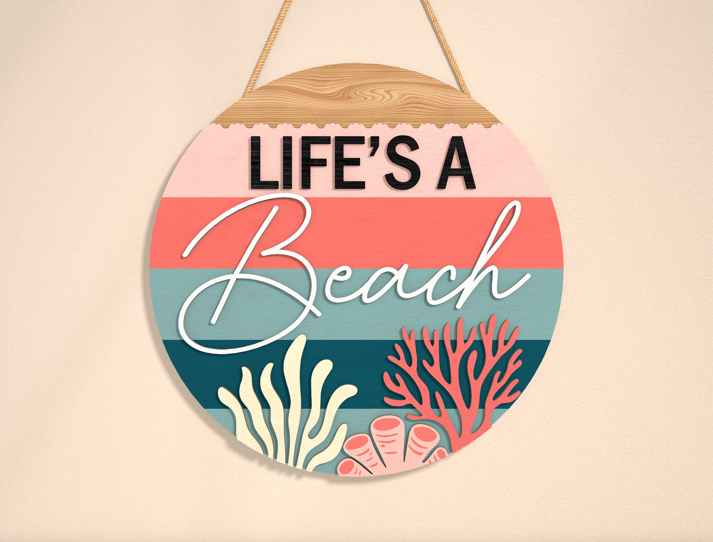 “Life’s a Beach” Door Sign SVG for Glowforge and LightBurn