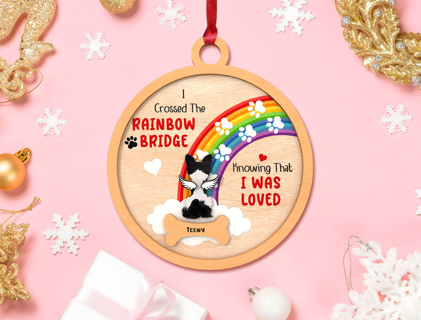 Rainbow Bridge Dog Memorial Ornament SVG Laser Cut File