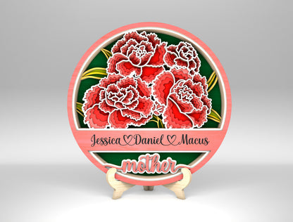 Personalized Mom Peony Floral Sign SVG Bundle for Glowforge