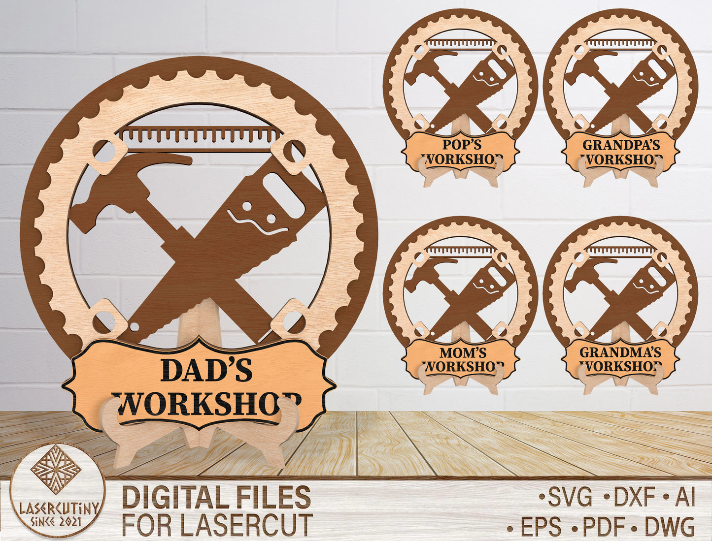 Dad's Workshop Tools Sign SVG Laser Cut File for xTool and Glowforge