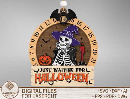 Halloween Skeleton Countdown Calendar SVG for xTool LightBurn Glowforge