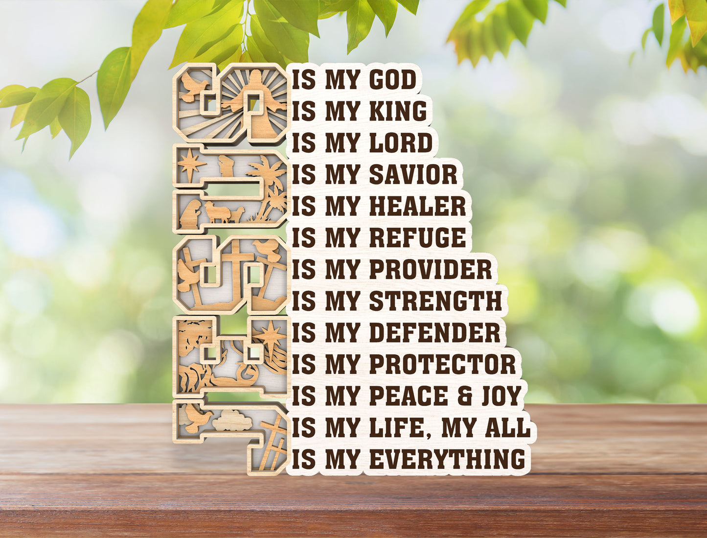 Multilayer Christian Quote Jesus Is My God SVG for Glowforge and xTool