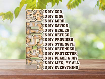 Multilayer Christian Quote Jesus Is My God SVG for Glowforge and xTool
