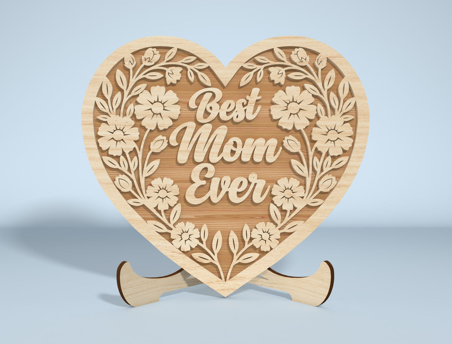 Floral Engraved Heart Stand Sign SVG Bundle for Glowforge