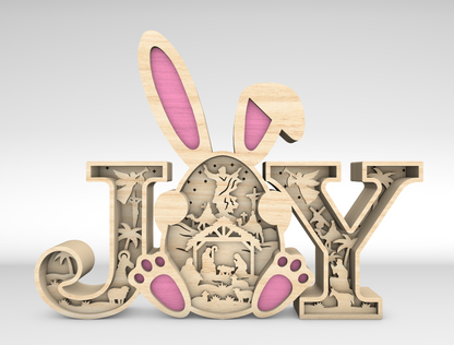 JOY Easter Bunny Multilayer Nativity Scene SVG for LightBurn and Glowforge