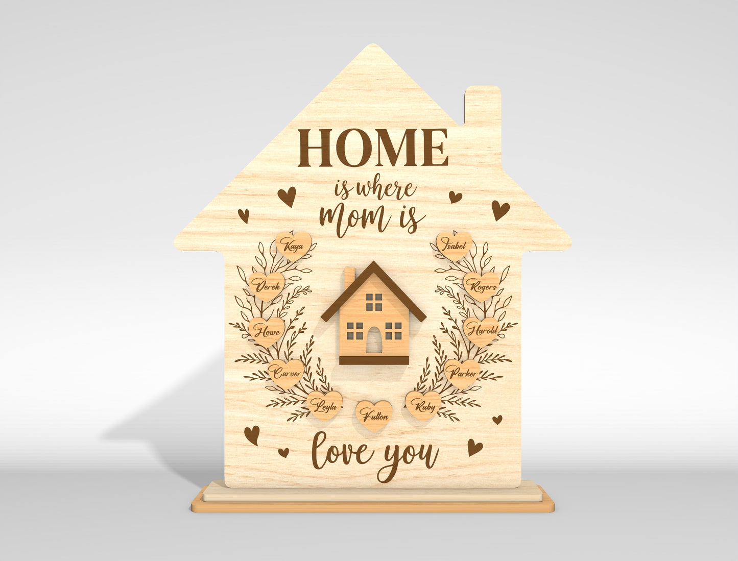 Personalized Mom House SVG Home Is Where Mom Is Laser Cut File for Glowforge and LightBurn