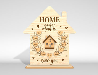 Personalized Mom House SVG Home Is Where Mom Is Laser Cut File for Glowforge and LightBurn