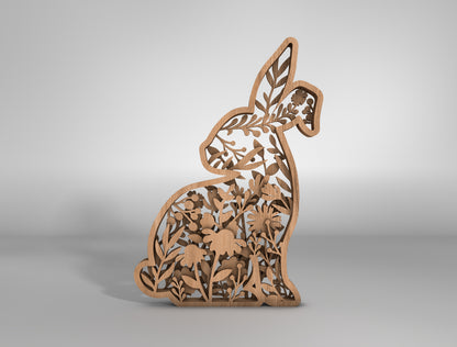 Floral Bunny Multilayer SVG Bundle Easter Layered Decor for Glowforge and xTool
