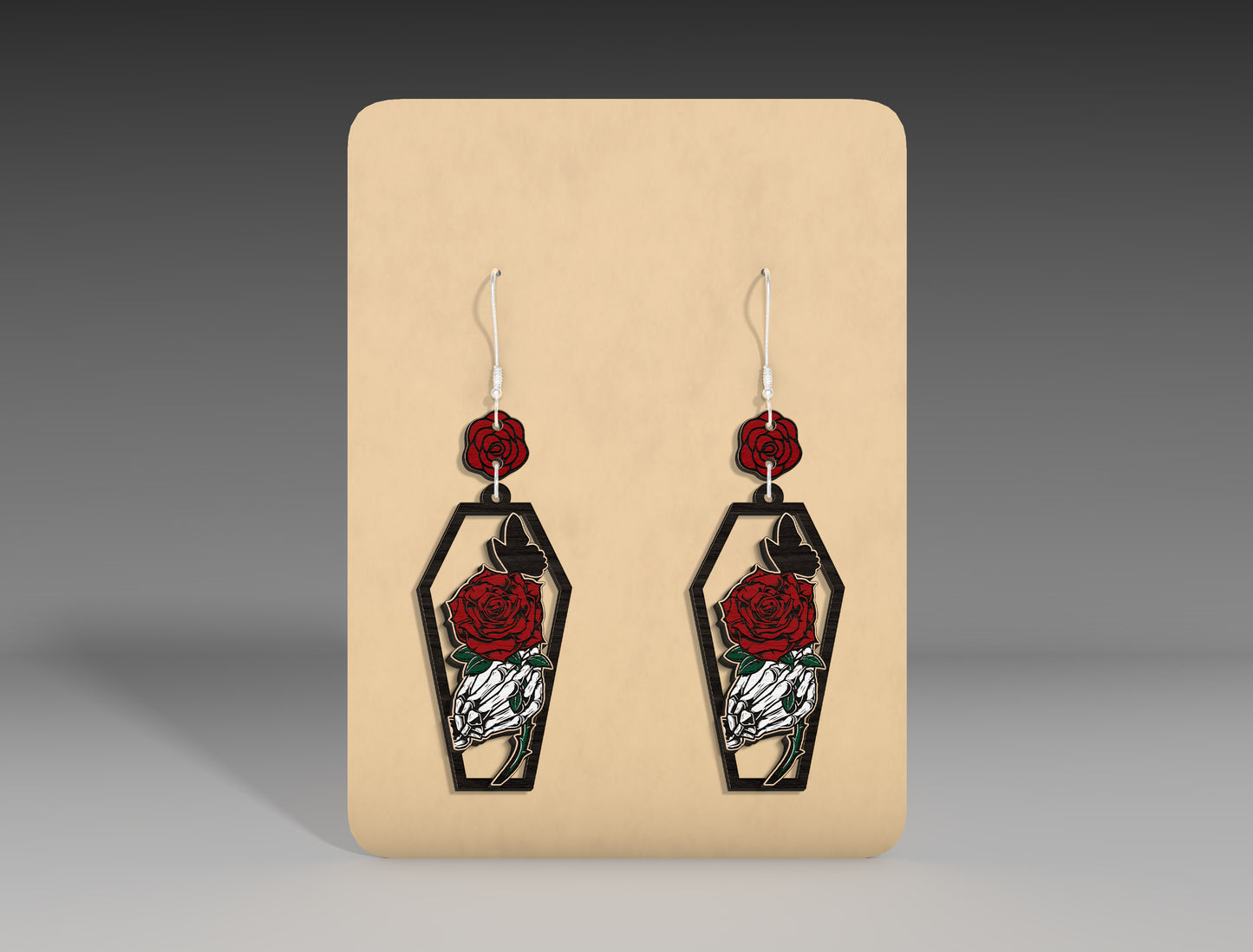 Halloween Coffin Earrings SVG Bundle 5 Skeleton Rose Designs for xTool Glowforge