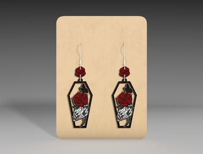Halloween Coffin Earrings SVG Bundle 5 Skeleton Rose Designs for xTool Glowforge