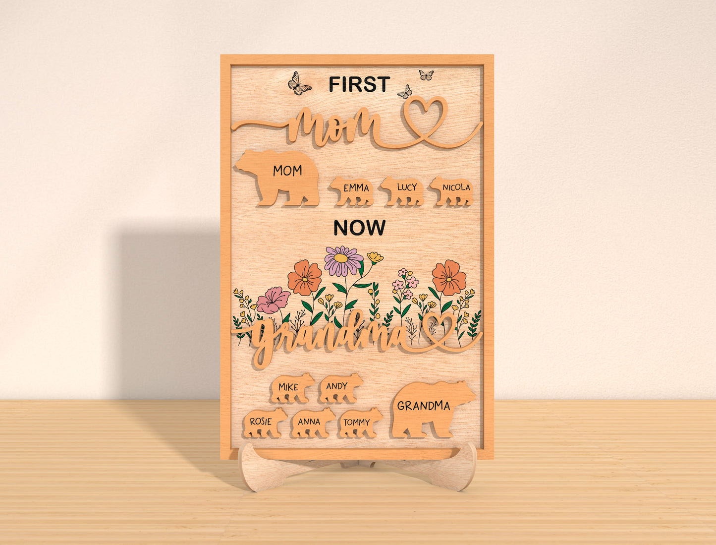 Personalized Grandma Bear Family Sign SVG for LightBurn and xTool
