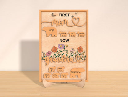 Personalized Grandma Bear Family Sign SVG for LightBurn and xTool