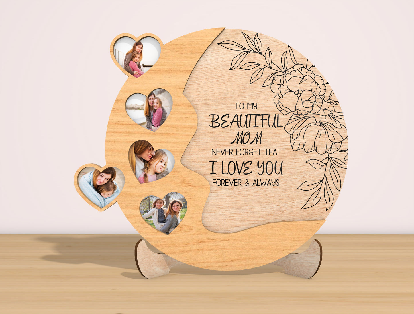 Personalized Mom Photo Frame SVG Mother Silhouette Laser Cut File for Glowforge and xTool