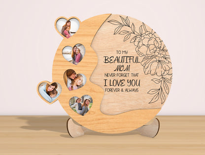 Personalized Mom Photo Frame SVG Mother Silhouette Laser Cut File for Glowforge and xTool