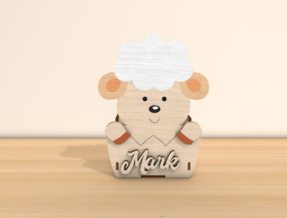 Personalized Easter Animal Basket Laser Cut File | Bunny & Lamb Easter Treat Box | Ready to Cut | Glowforge, xTool, LightBurn, etc.