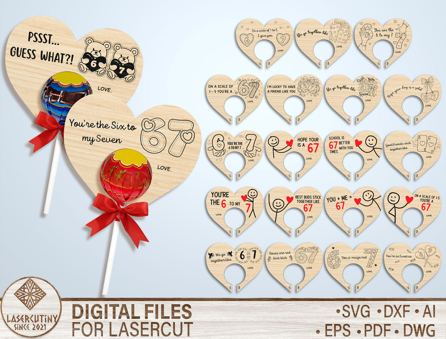 Six To My Seven Lollipop Holder SVG Laser Cut File for Glowforge and LightBurn