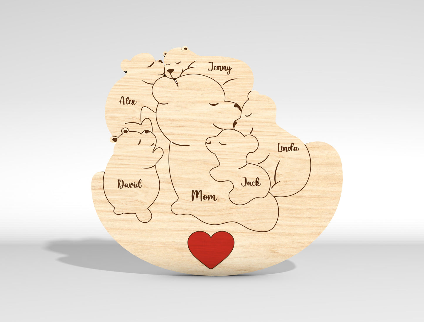 Custom Name Mama Bear Puzzle Sign SVG for xTool and LightBurn