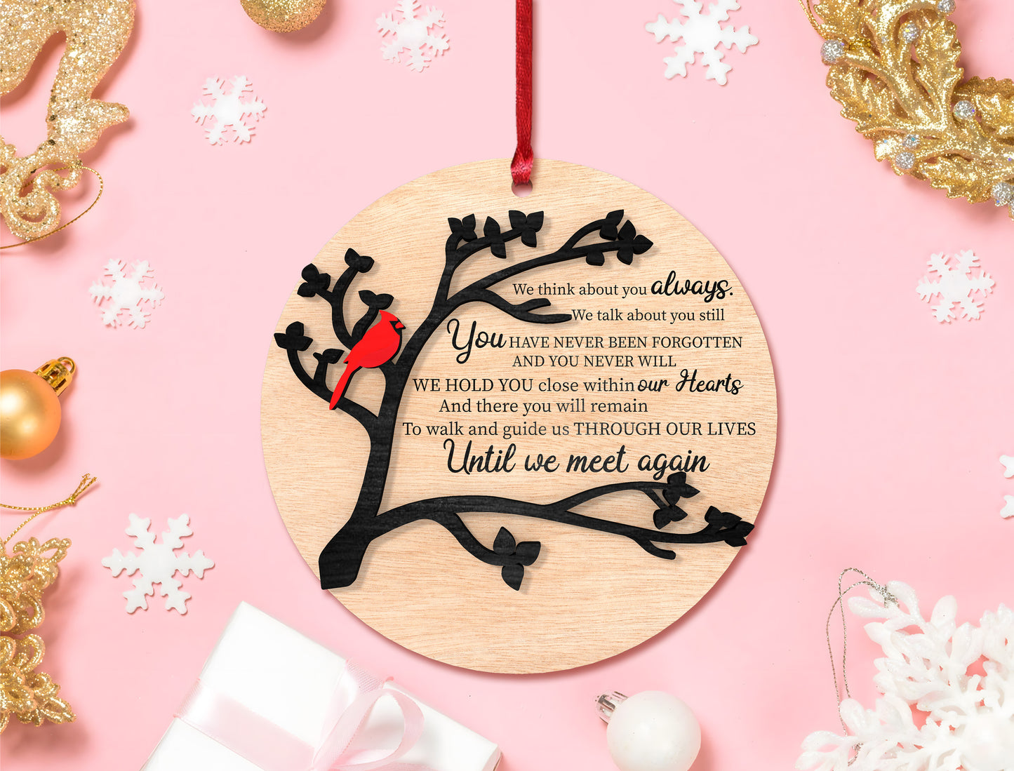 Cardinal Tree Branch Ornament SVG Laser Cut File for Glowforge and xTool
